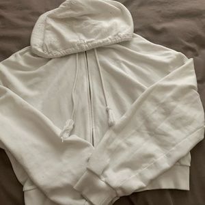 hollister white cropped zip up sweater